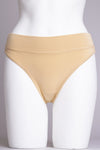 Women's comfortable beige nude natural fiber thong underwear.