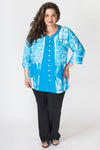 Laura Top, Turq/White Framework, Batik Art - Blue Sky Clothing Co