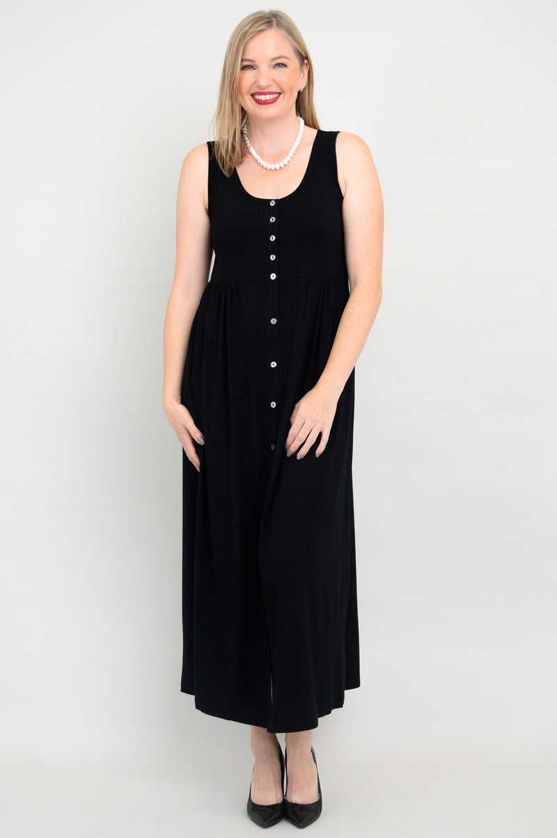 Liane Sleeveless Dress, Black, Bamboo