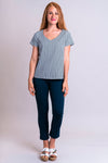Lyra Top, Indigo Stripe, Linen Viscose - Blue Sky Clothing Co