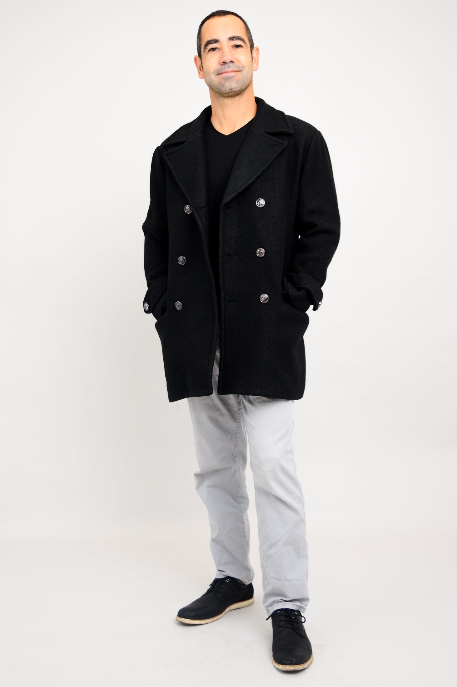 Mens Peacoat Black Boiled Wool 2X