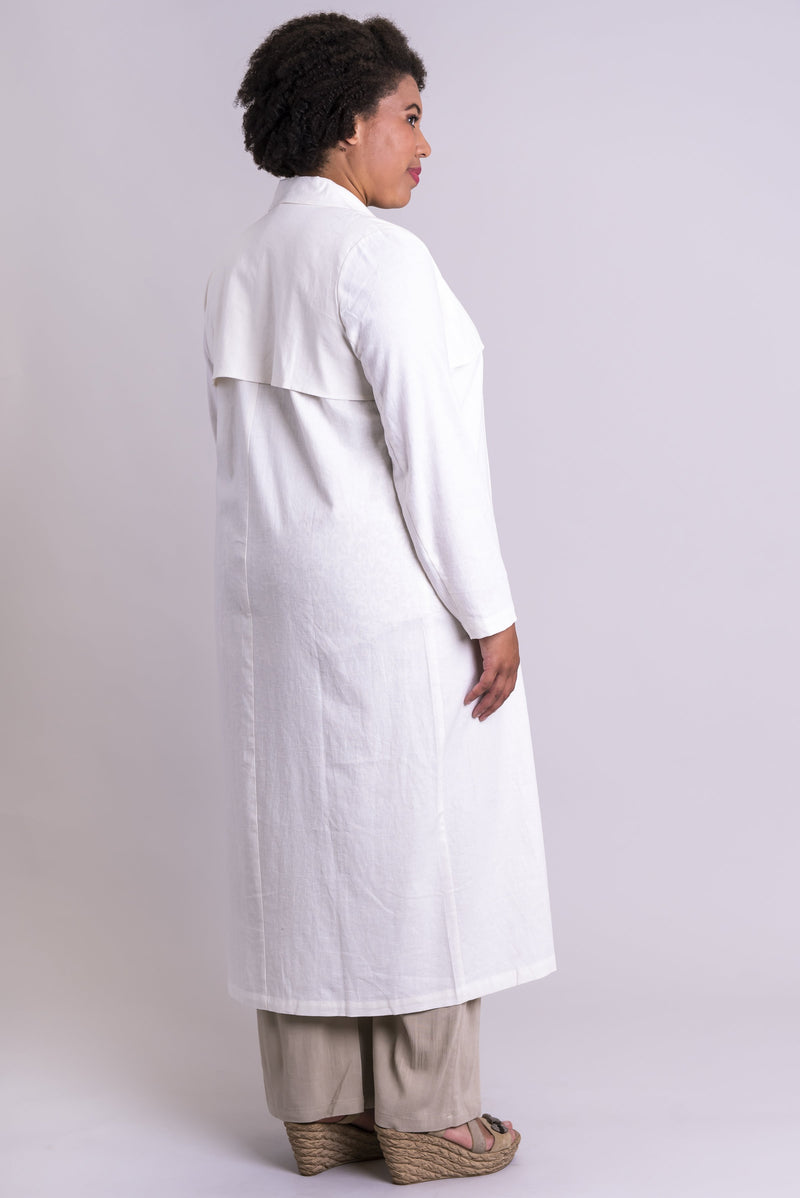 Mikayla Coat, White, Linen Viscose - Blue Sky Clothing Co