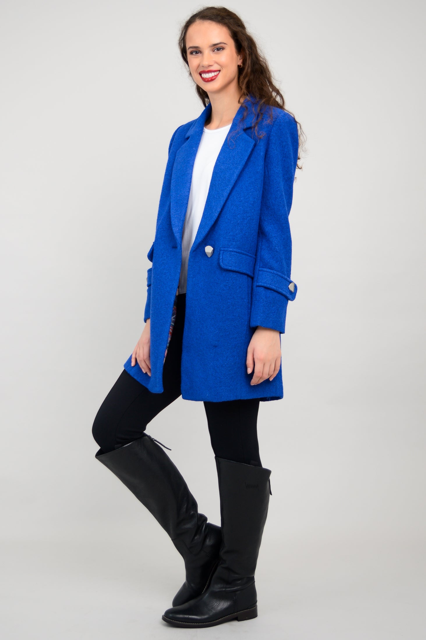 Milan Coat Cobalt Boiled Wool LTD CAD Retail Blue Sky Clothing Co