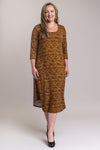 Monica 3/4 Sleeve Dress, Golden Cheetah, Bamboo- Final Sale