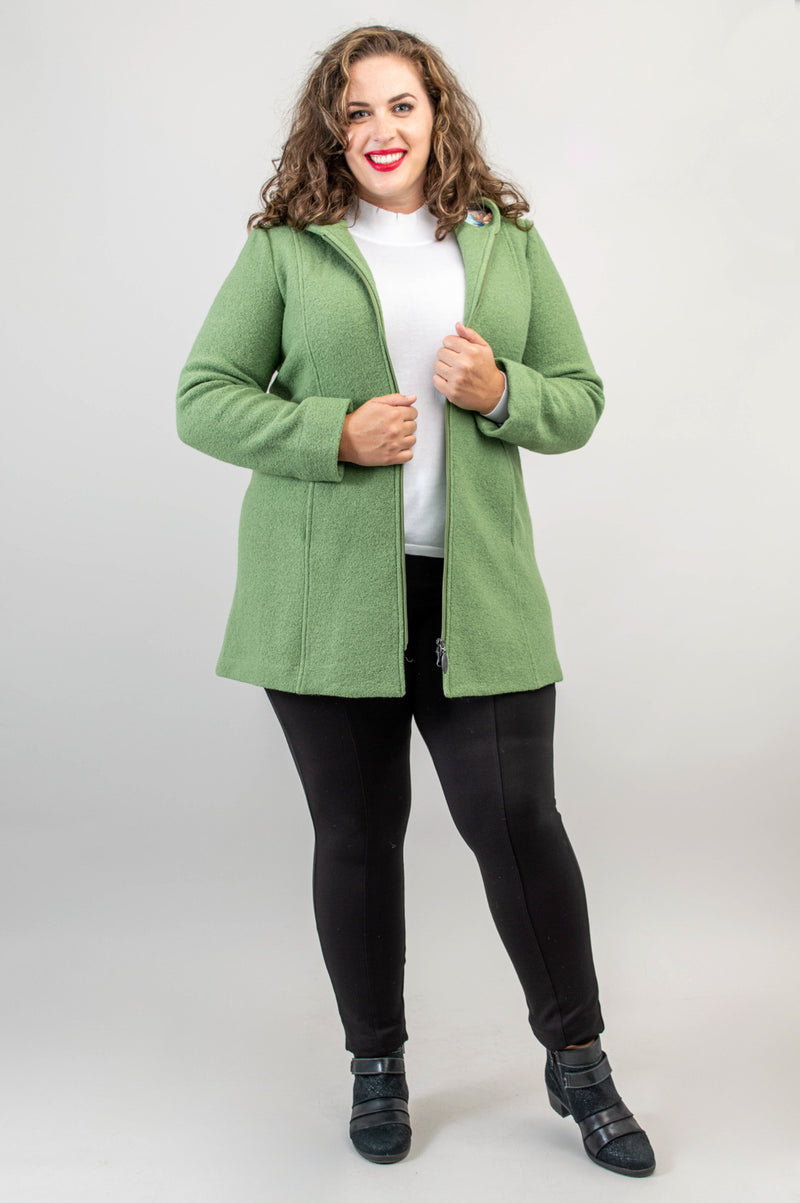 Natasha Coat, Fern Green, Boiled Wool
