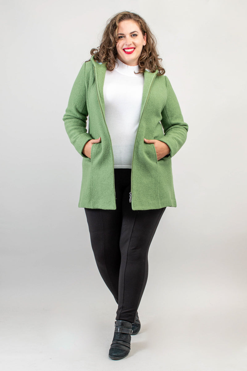 Natasha Coat, Fern Green, Boiled Wool