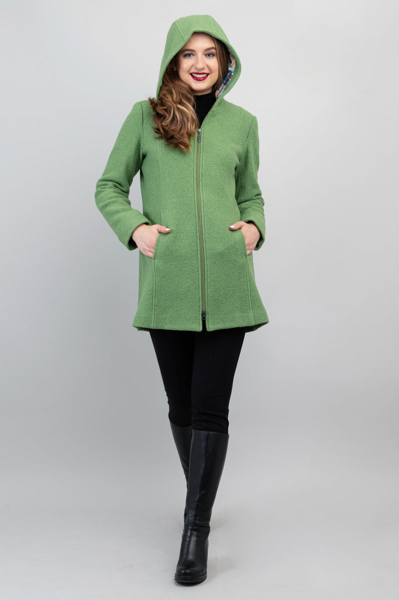 Natasha Coat, Fern Green, Boiled Wool