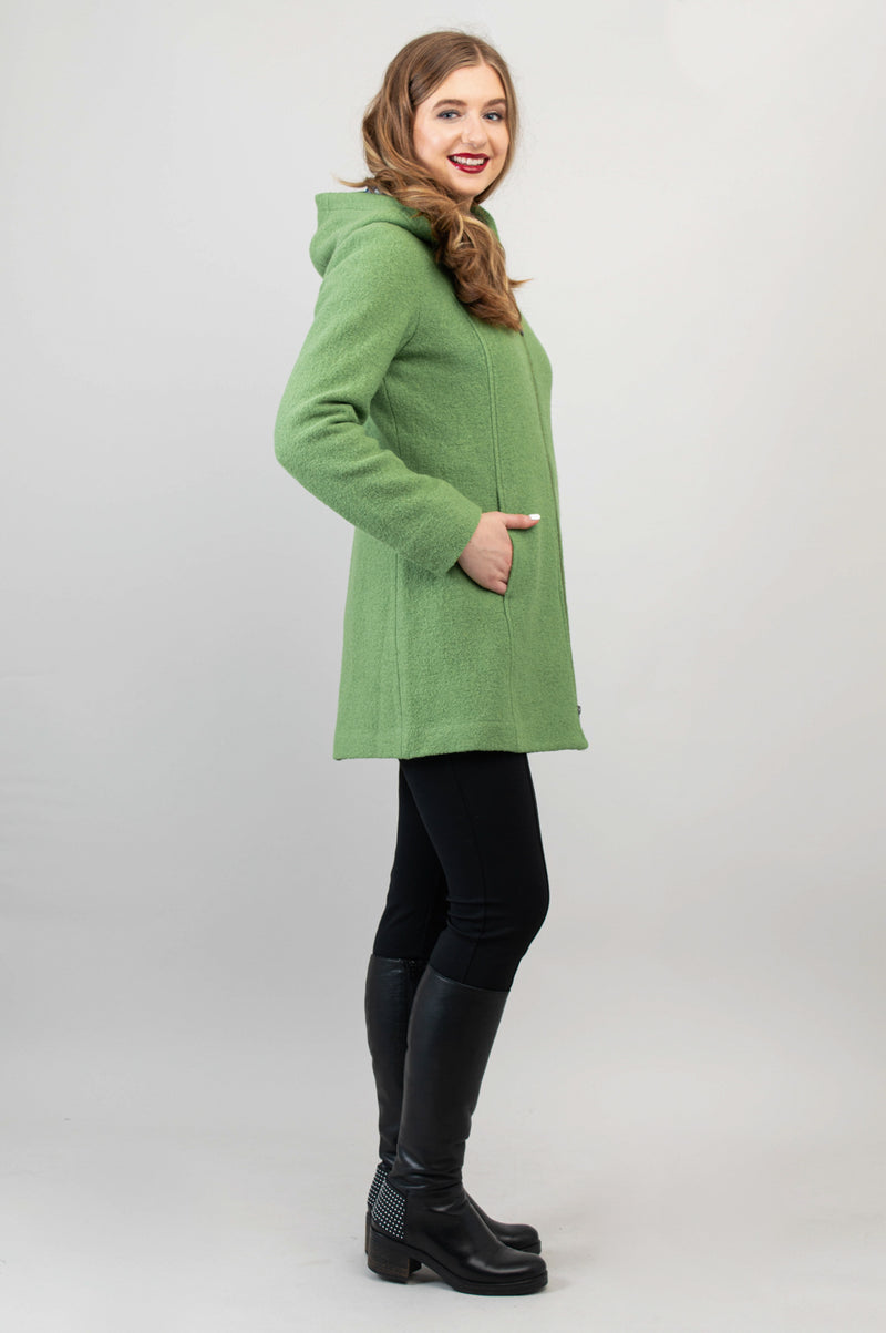 Natasha Coat, Fern Green, Boiled Wool