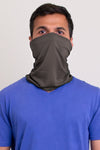 Grey neck warmer/face cover mask.