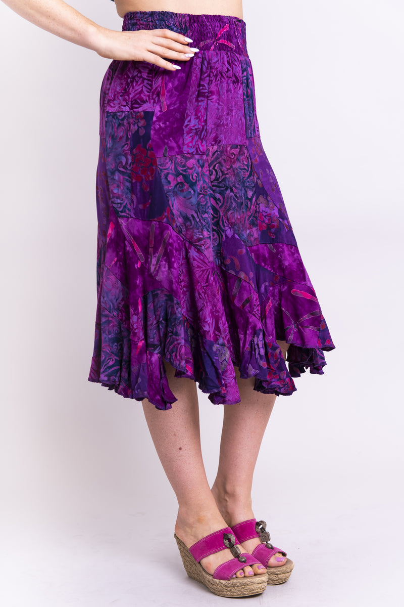Patchwork Skirt, Magic Magenta, Batik Art - Blue Sky Clothing Co