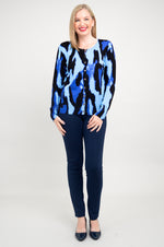 Ramona Sweater, Blue Leopard, Bamboo Cotton