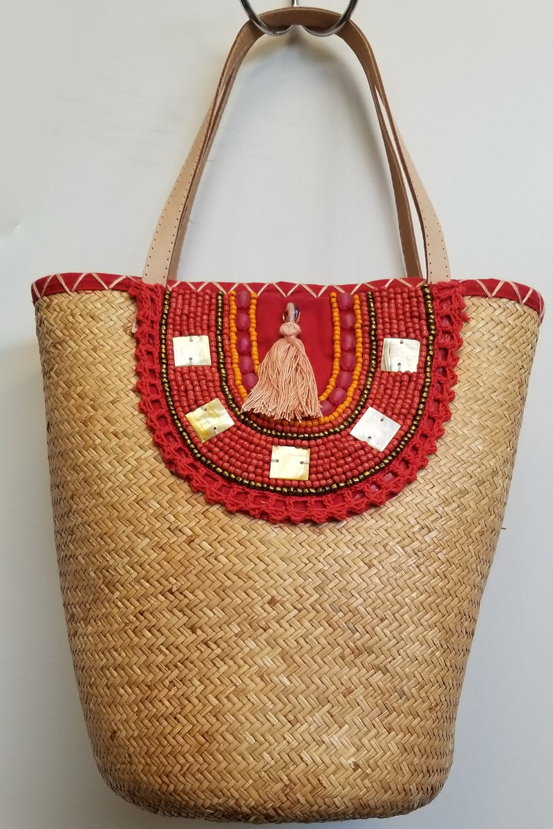 Red Rattan Hand Beaded Bag - Blue Sky Clothing Co