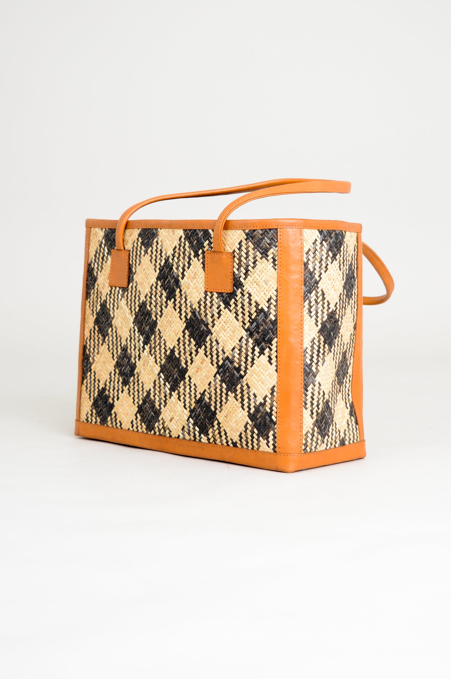 Rectangle Rattan Purse with Brown Leather LTD CAD Retail Blue Sky Clothing Co