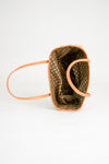 Rectangle Rattan Purse with Brown Leather