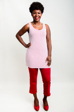 Relaxed Tank, Red/Wht Stripe, Bamboo