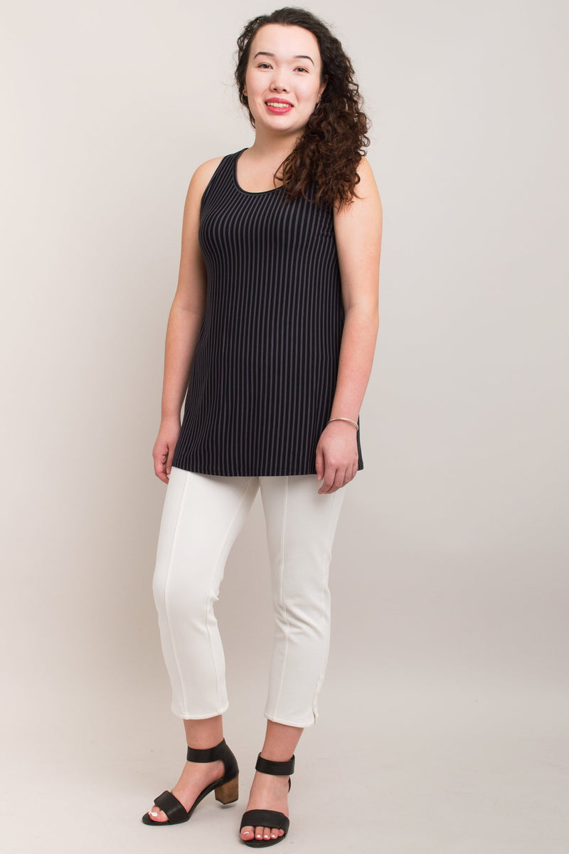 Relaxed Tank, Blk/Grey Stripe, Bamboo- Final Sale