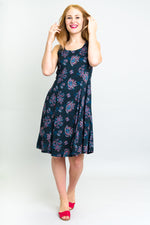 Sara Dress, Teal Paisley, Woven Bamboo