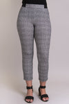 Women's grey tartan cropped fitted pant leggings for office or formal wear, made from natural bamboo fibers.