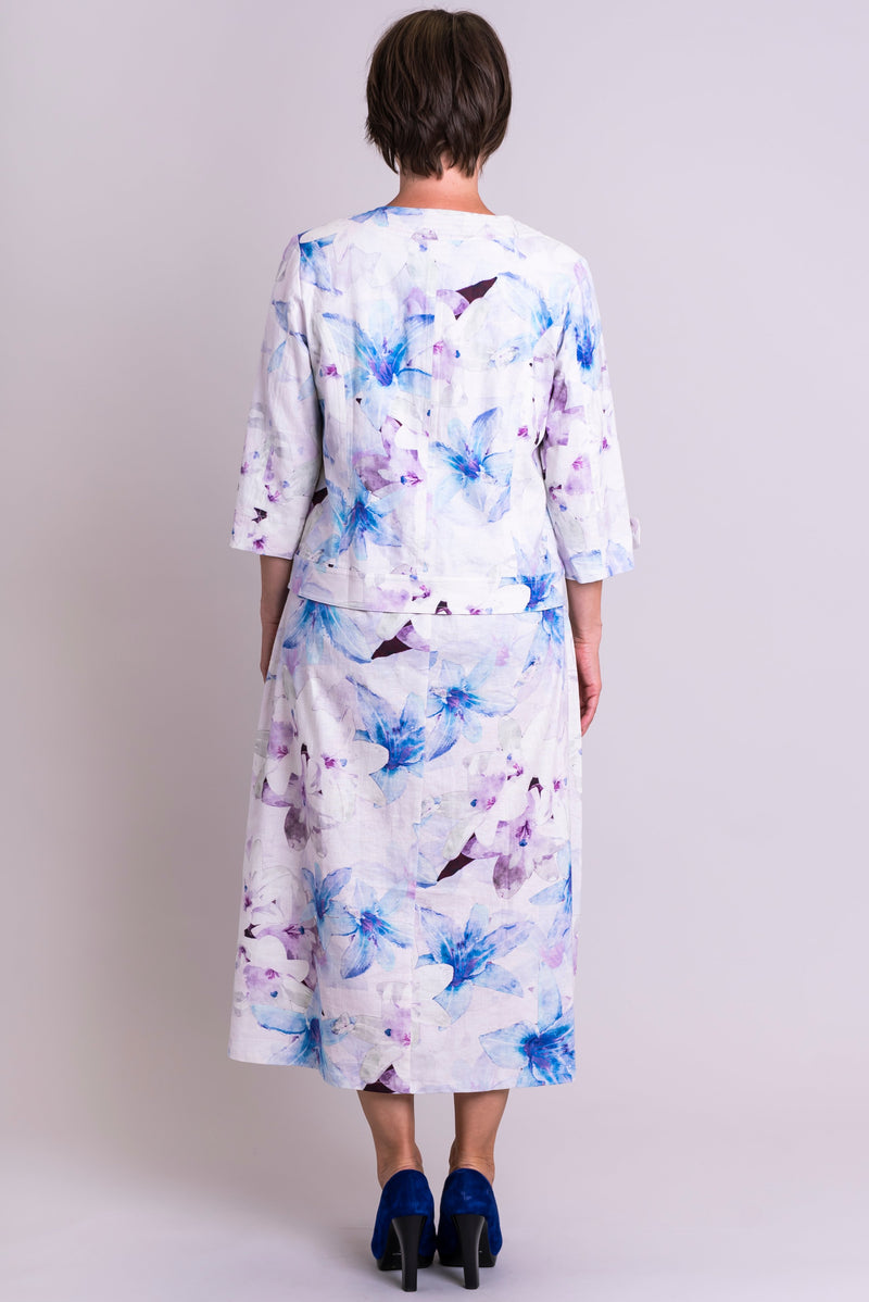 Savannah Jacket, Valley Lilies, Linen Viscose - Blue Sky Clothing Co