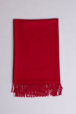 Women's red cozy warm stylish scarf.