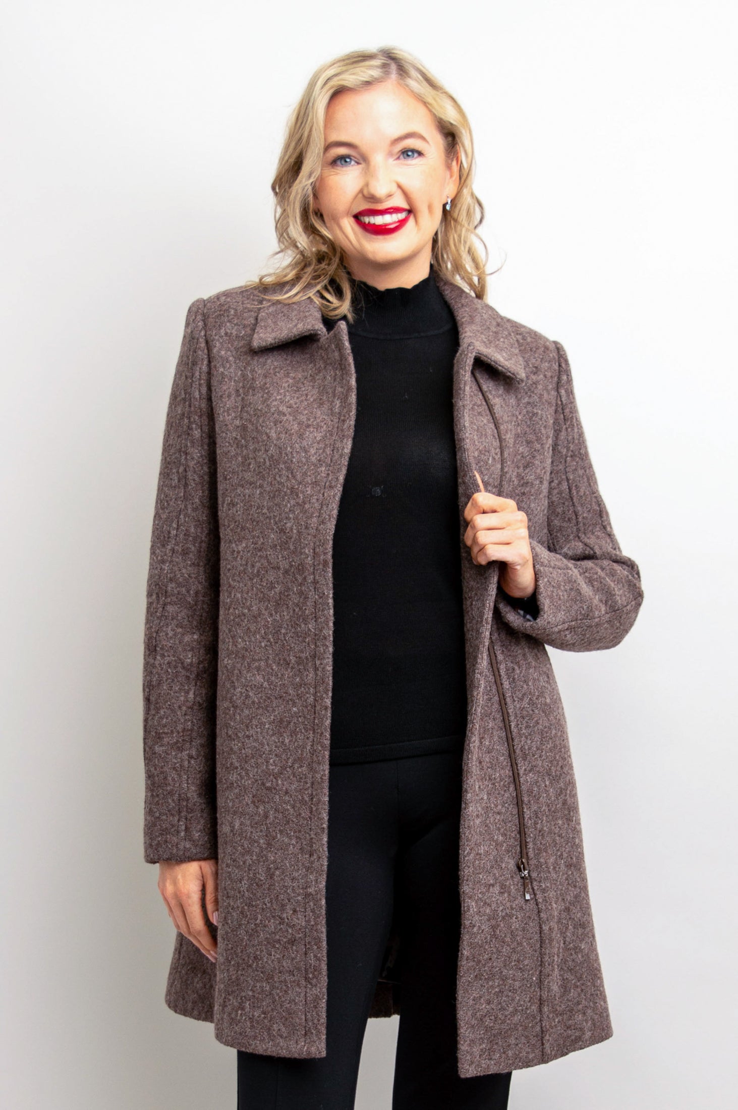 Sidney Coat Mocha Boiled Wool