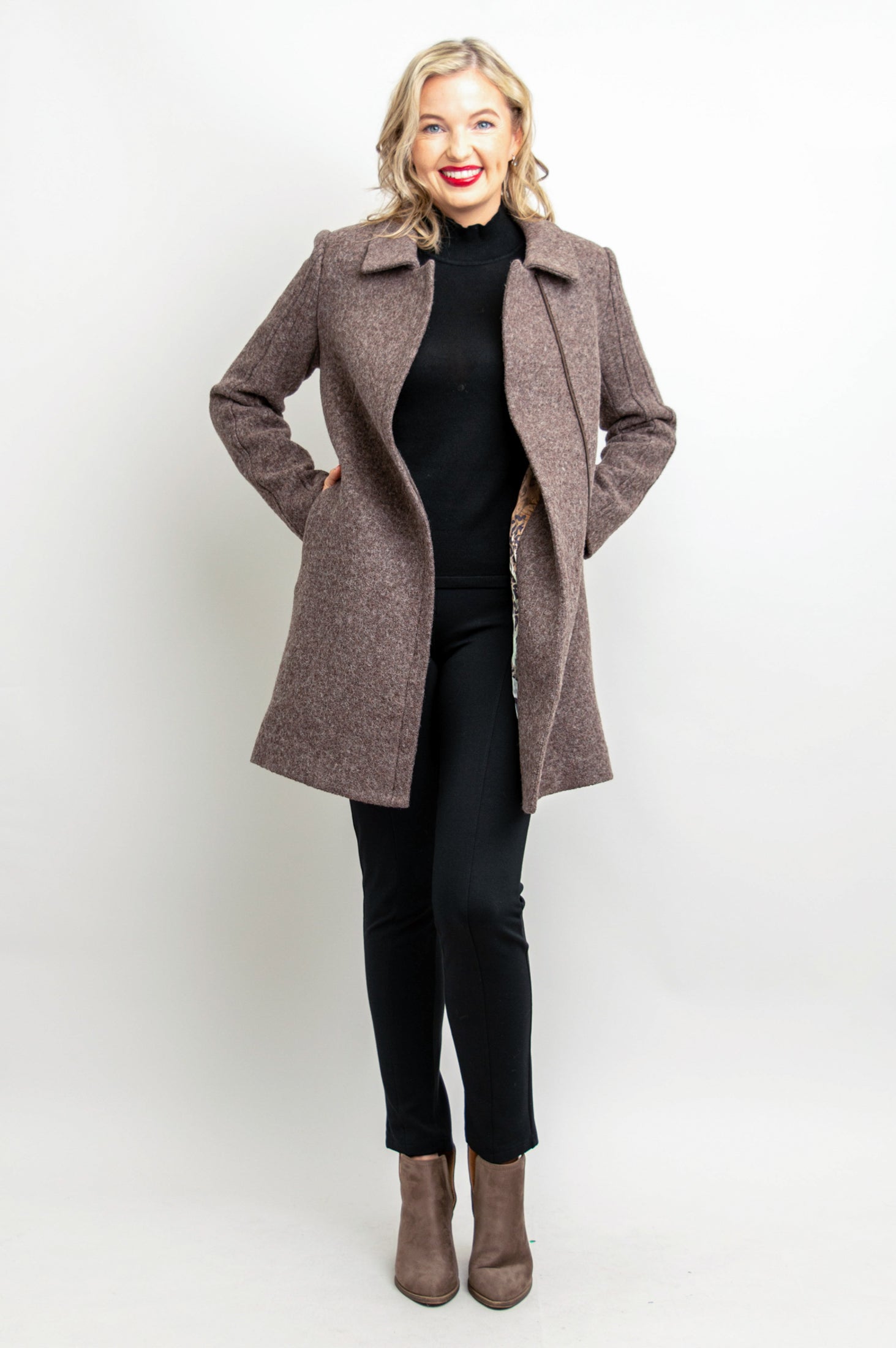 Sidney Coat Mocha Boiled Wool XSMALL