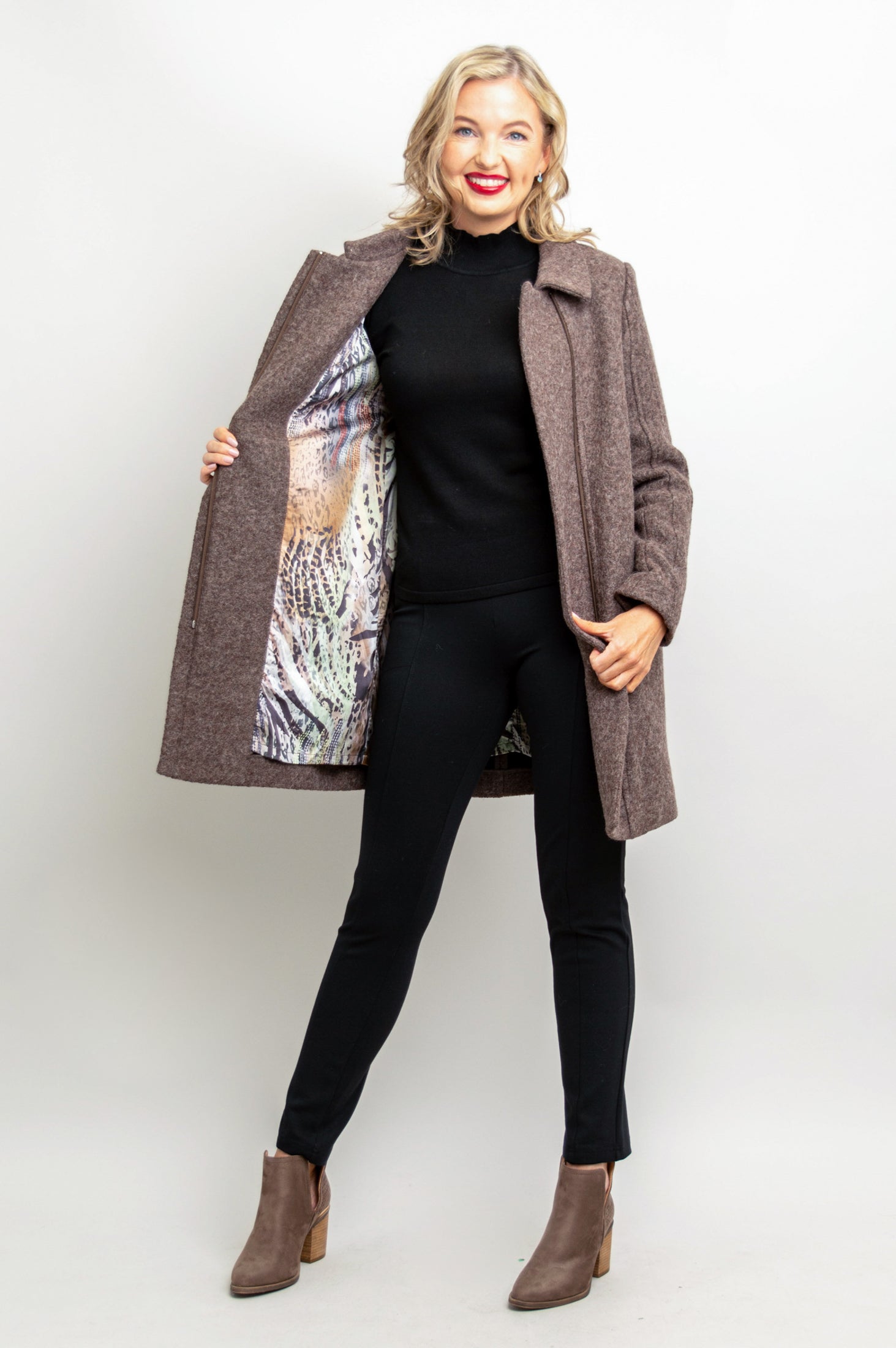 Sidney Coat Mocha Boiled Wool XSMALL