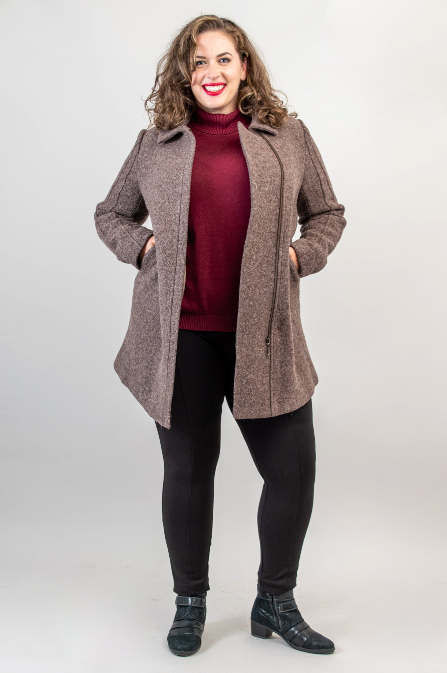 Sidney Coat Mocha Boiled Wool XSMALL