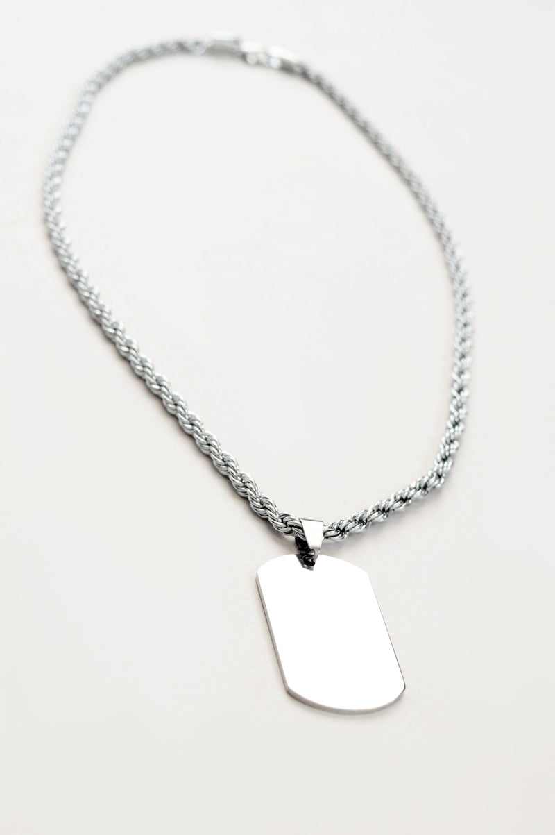 Silver Plaque Chain Necklace