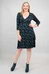 Suzanne 3/4 Slv Dress, Teal Abstract, Bamboo