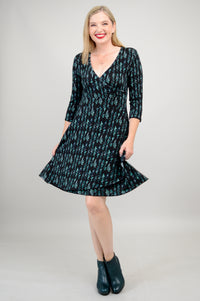 Suzanne 3/4 Slv Dress, Teal Abstract, Bamboo - Final Sale