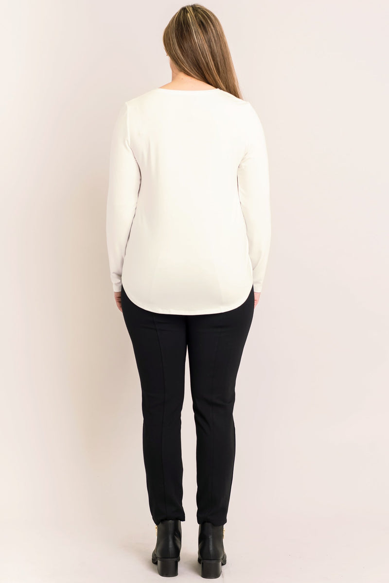 Tessa Long Sleeve, Winter White, Bamboo- Final Sale