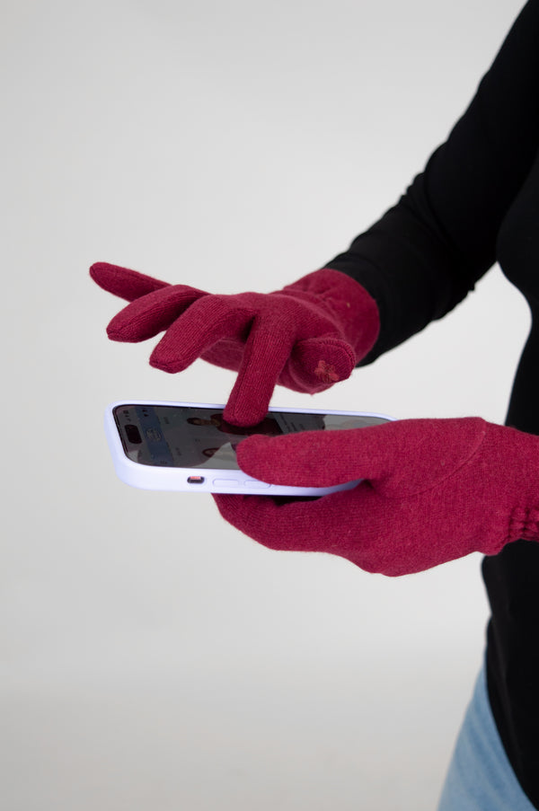 Gants en laine, bordeaux