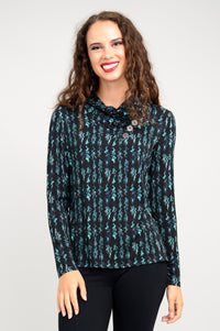 Trinity L/S Top, Teal Abstract, Bamboo - Final Sale