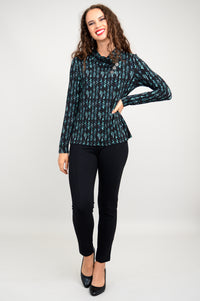 Trinity L/S Top, Teal Abstract, Bamboo - Final Sale