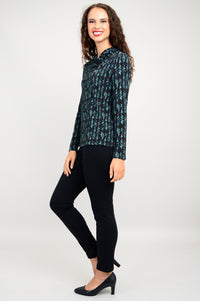 Trinity L/S Top, Teal Abstract, Bamboo - Final Sale