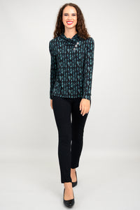 Trinity L/S Top, Teal Abstract, Bamboo - Final Sale