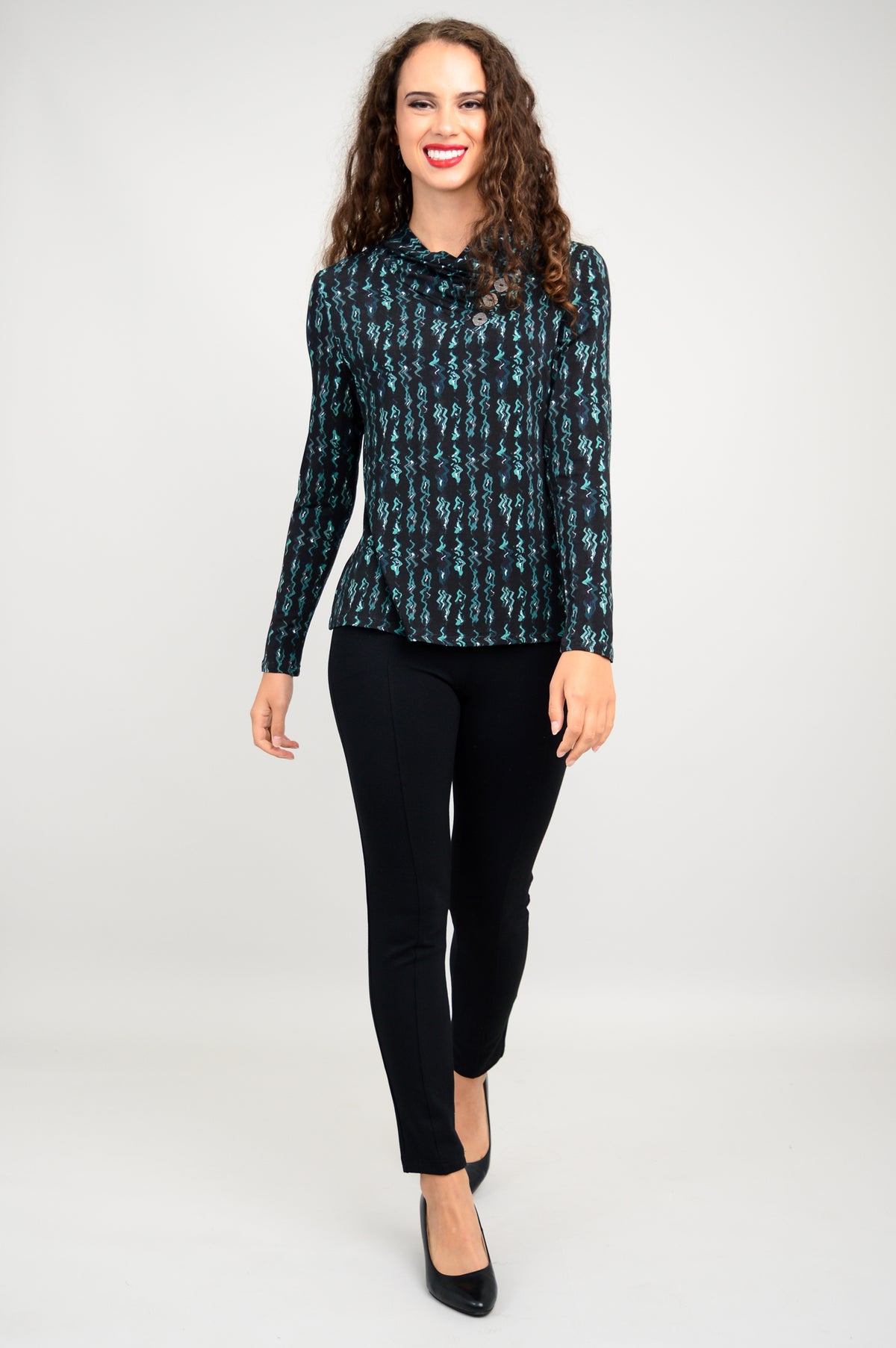 Trinity L/S Top, Teal Abstract, Bamboo - Final Sale