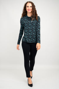Trinity L/S Top, Teal Abstract, Bamboo - Final Sale