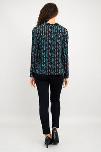 Trinity L/S Top, Teal Abstract, Bamboo - Final Sale
