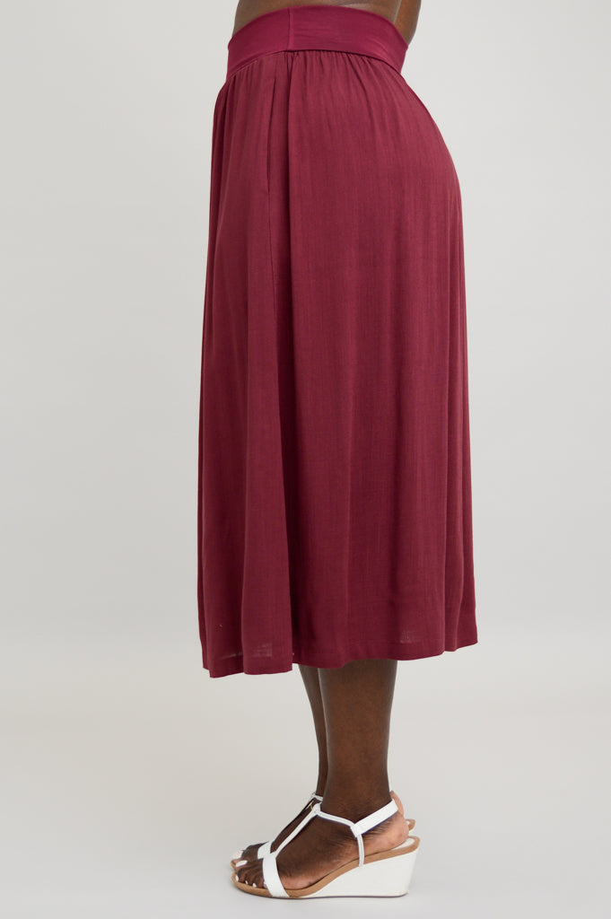 Blythe Skirt, Burgundy, Linen Bamboo