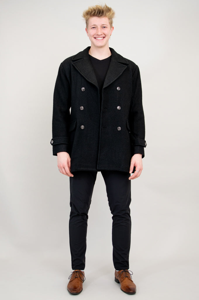 Mens Peacoat, Black, Boiled Wool – LTD CAD Retail Blue Sky Clothing Co