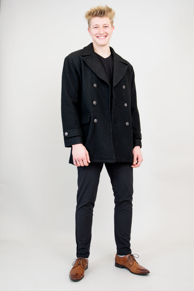 Mens Peacoat Black Boiled Wool 2X