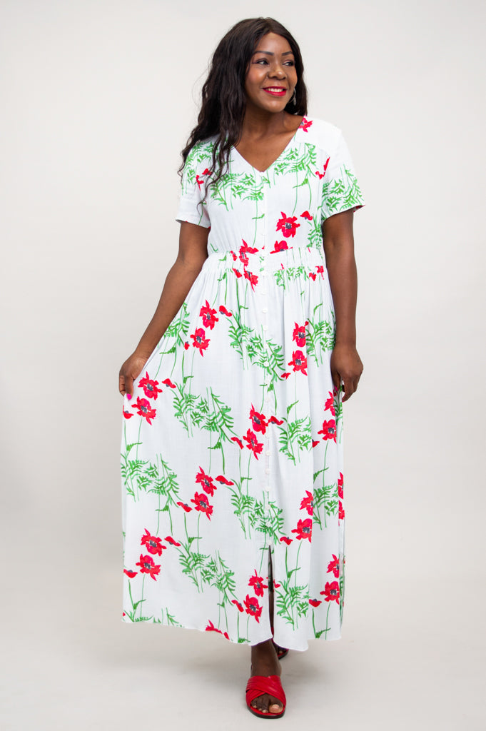 Primrose Dress, Poppies, Linen Bamboo