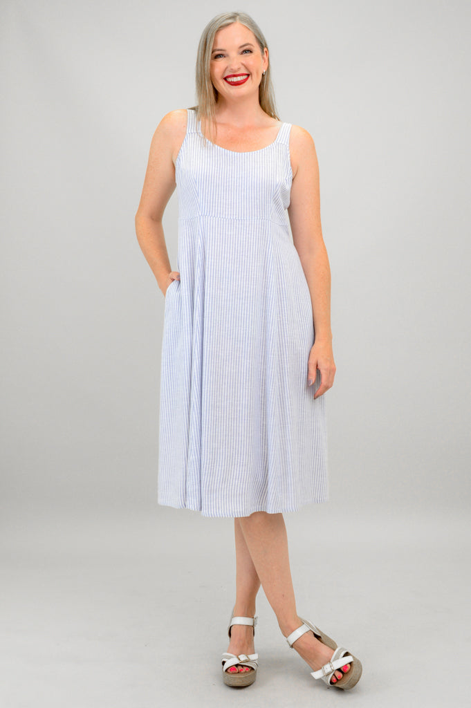 Shauna Dress Summer Stripe Linen Bamboo 3X