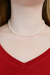 White Pearl Necklace with Crimson Red Gift Box