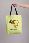 Local Canadian artist tote bag yellow bird.